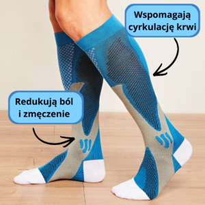 Skarpetki kompresyjne (niebieskie) - koniec ze zmęczonymi nogami